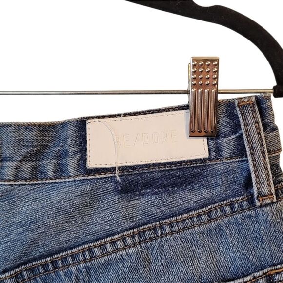 Re/Done Women's Medium Wash High Waisted Button Fly Cut Off Shorts Size 28 - Picture 4 of 8